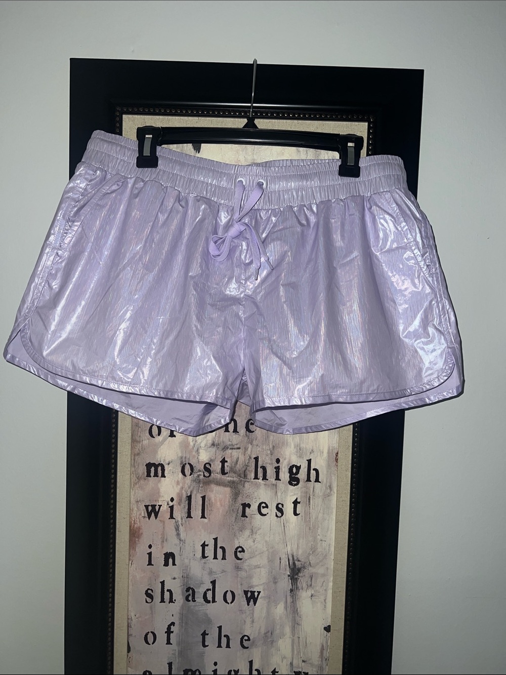 Iridescent Lavender Athletic Shorts with Drawstring Waist